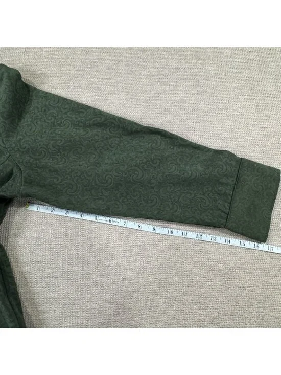 CJ Banks Pearl Snap Blouse Womens Size 1X Stretch Paisley Green Long Sleeve - Picture 11 of 13